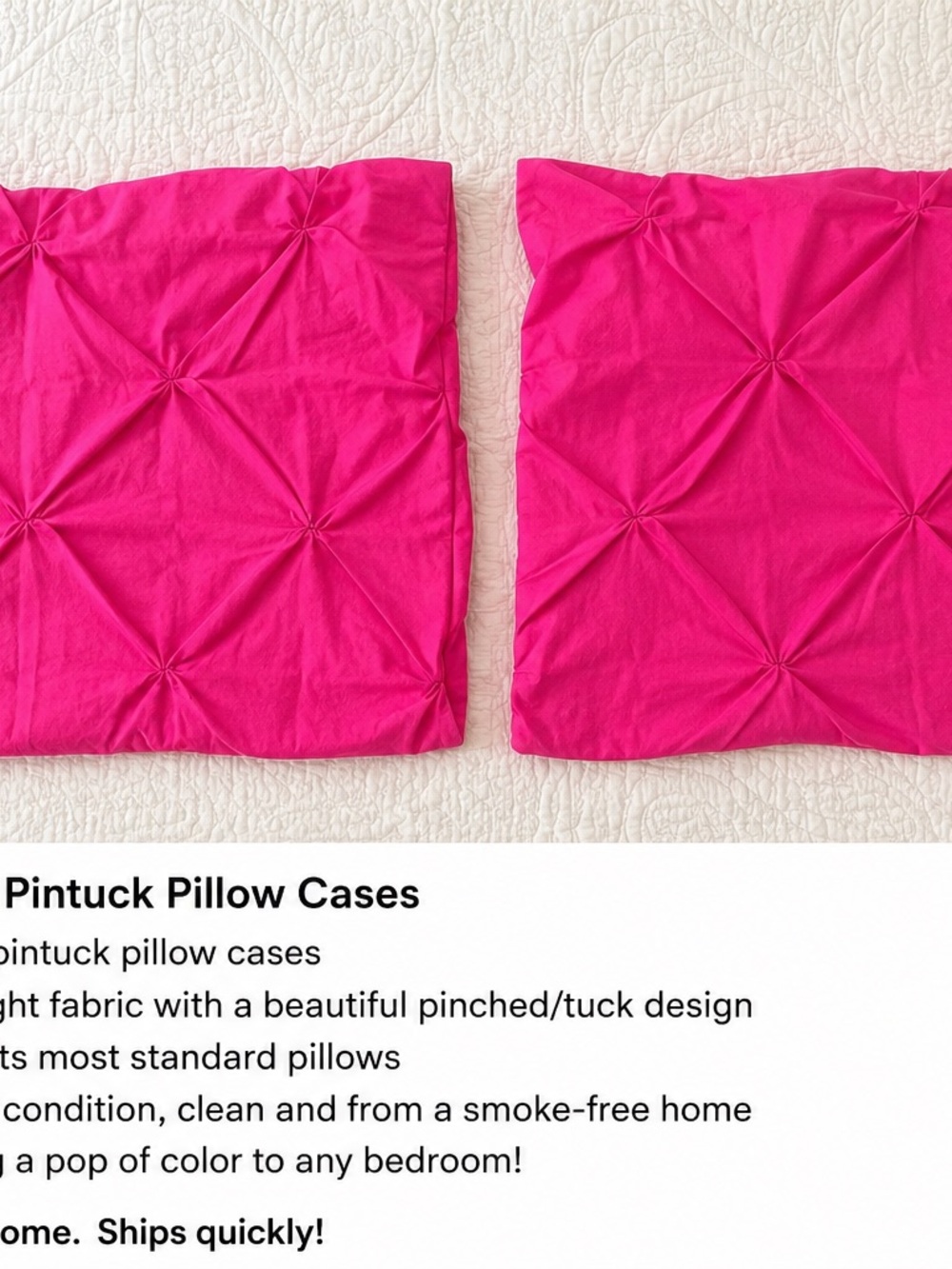 Pintuck Pillow Cases - Hot Pink